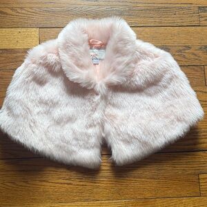 Janie and Jack Soft Blush Faux Fur Cape 5-6